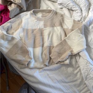 moon & madison Cream and Tan Striped Sweater